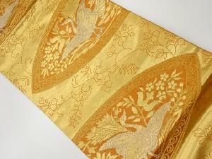 鳥に草花・唐草模様織出し名古屋帯